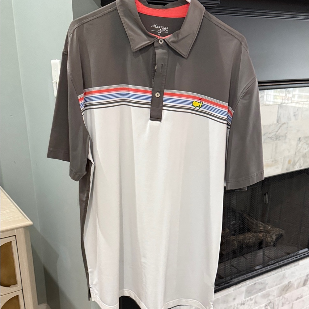 Masters Men's Polo Shirt in Gray, White, and Red